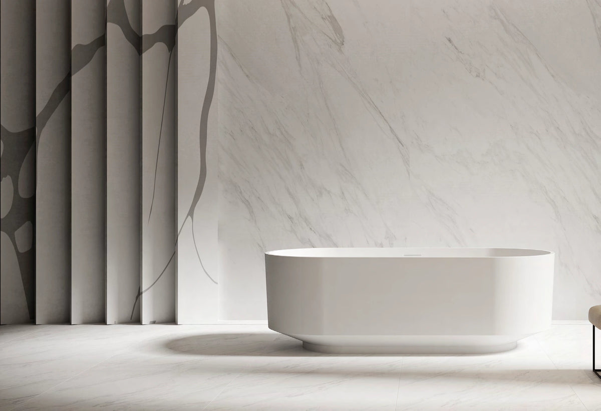 Plinth Rounded Rectangle Solid Surface Bathtub - T8701; complete model view