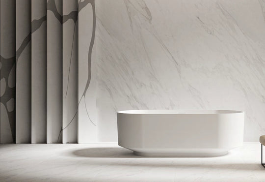 Plinth Rounded Rectangle Solid Surface Bathtub - T8701; complete model view