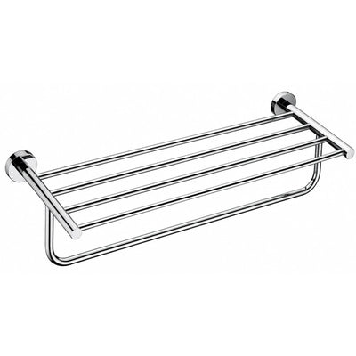 Polished Chrome Towel Shelf with Bar — wall-mounted SUS304 stainless steel bathroom hardware | SANIKB