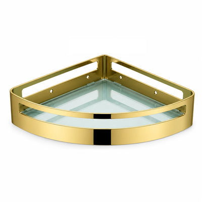 Polished Gold Corner Basket — wall-mounted SUS304 stainless steel bathroom hardware | SANIKB