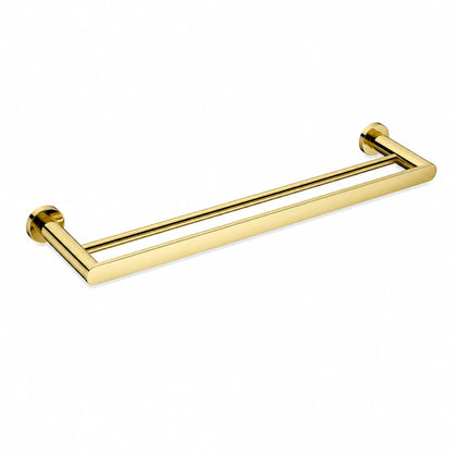 Polished Gold Double Towel Bar — wall-mounted SUS304 stainless steel bathroom hardware | SANIKB