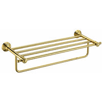 Wall-Mounted Polished Gold Towel Rack with Bar