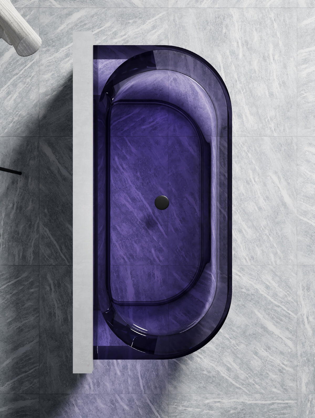 Purple D-Shape Transparent Bathtub; original factory model TW-8706T complete product view