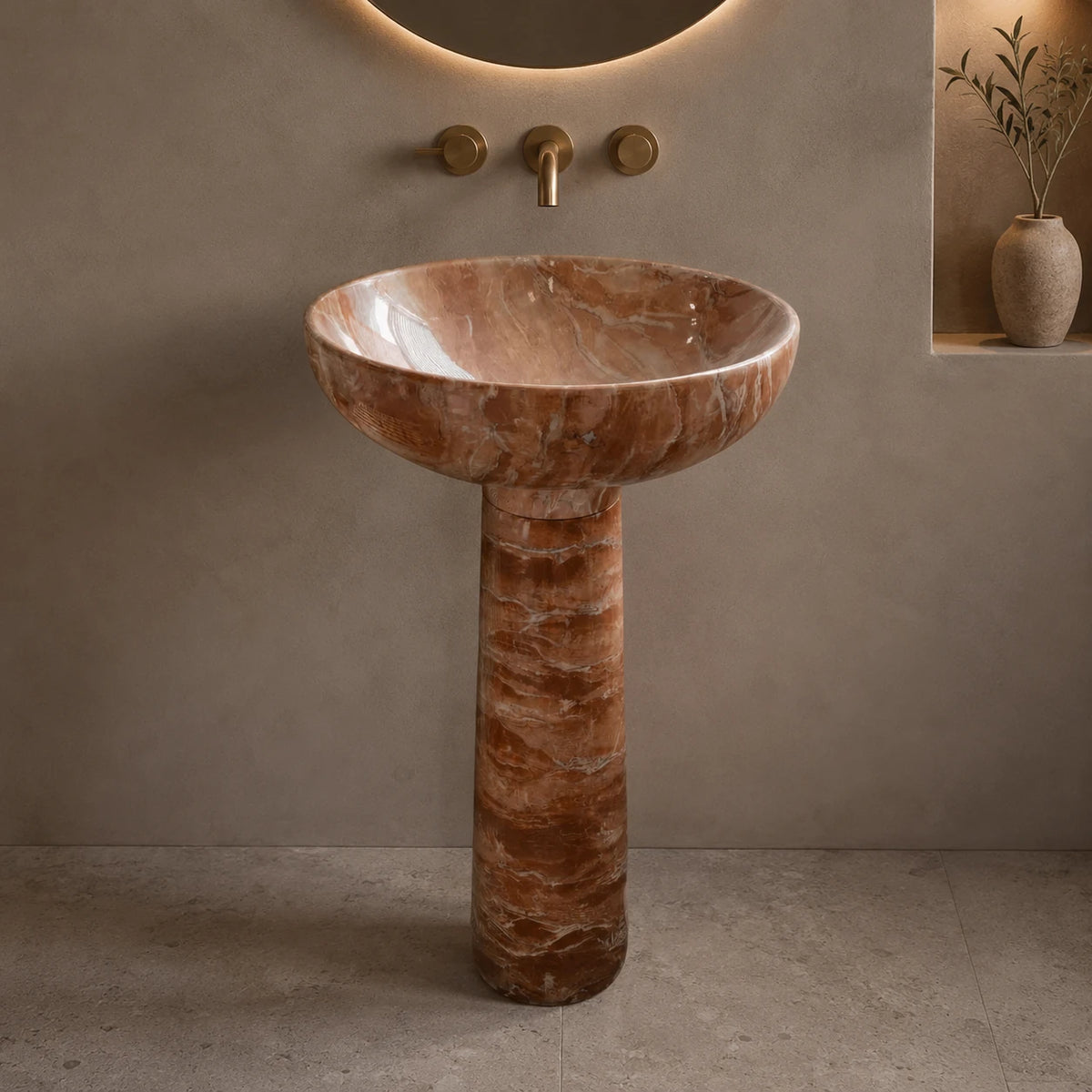 Red Onyx Flared Pedestal Basin
