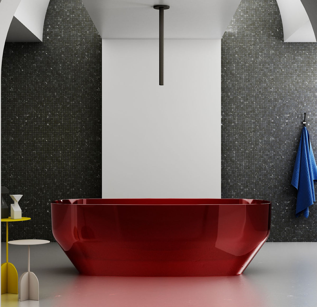 Red Rounded Rectangle Bathtub with Tapered Ends; original factory model XA-8837T catalogue detail view 1