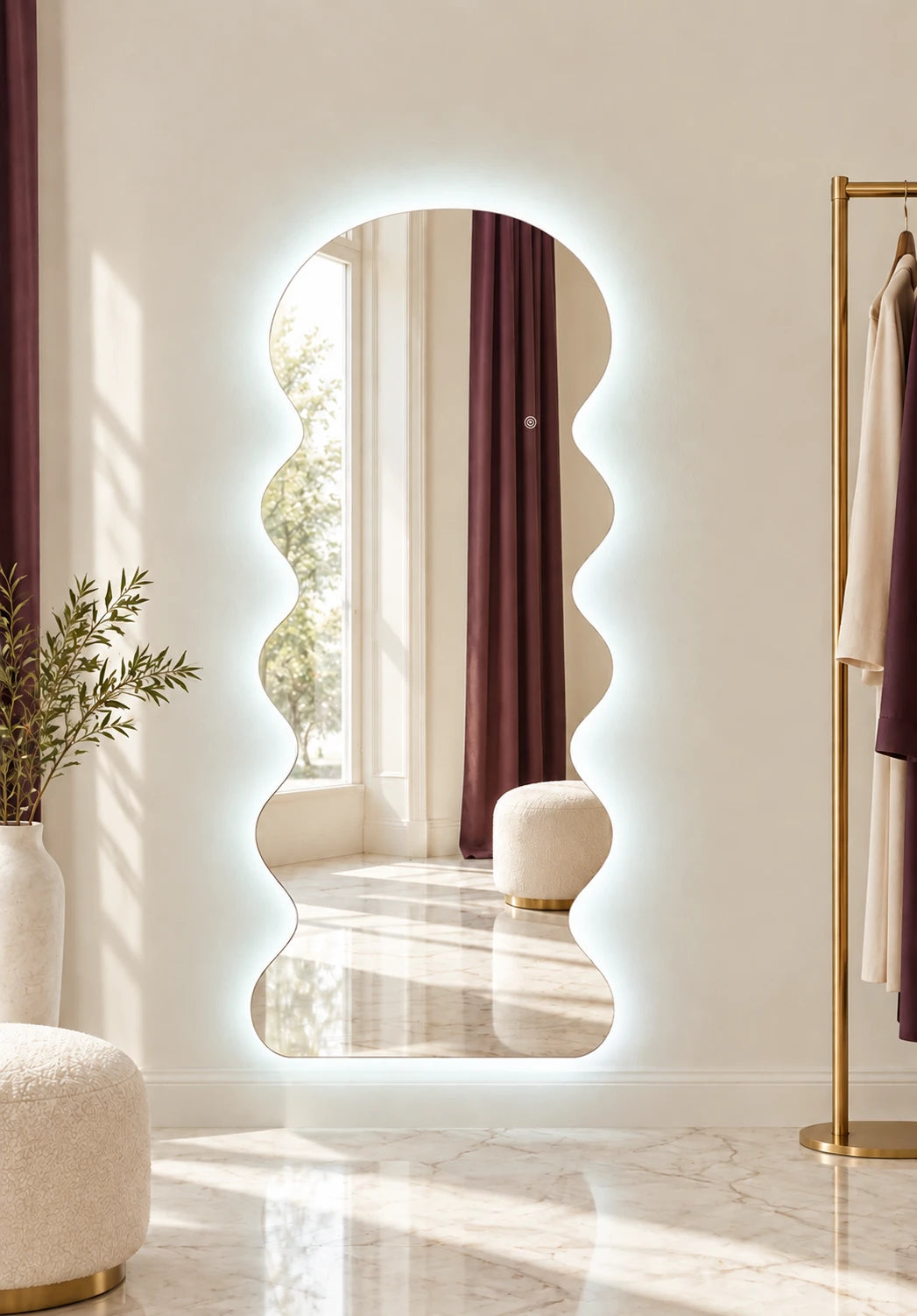 Ripple Edge Full Length LED Mirror — catalog detail view; R30