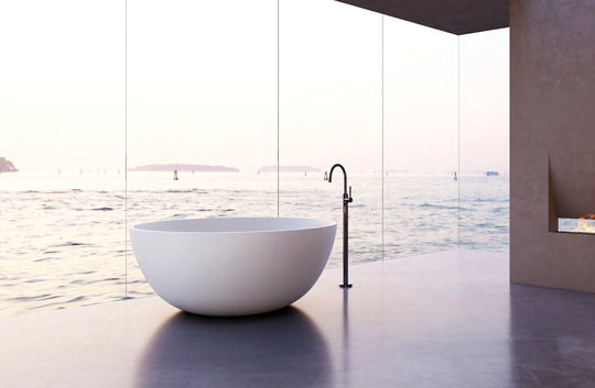 Round Bowl Solid Surface Bathtub - XA-8879; complete factory model view