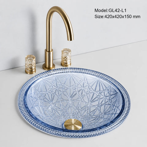 Navire / Clear Glass with Blue Rim