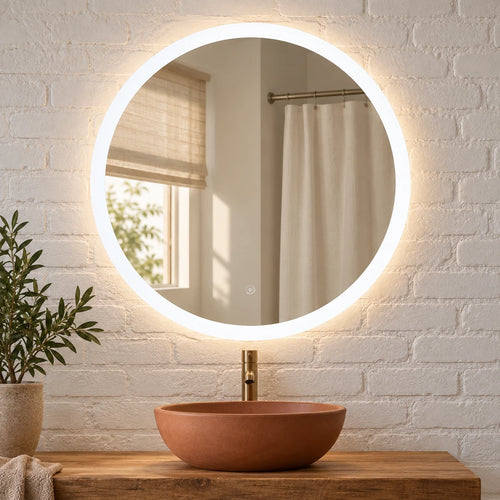 Round Halo LED Bathroom Mirror — full product view; KS-3001