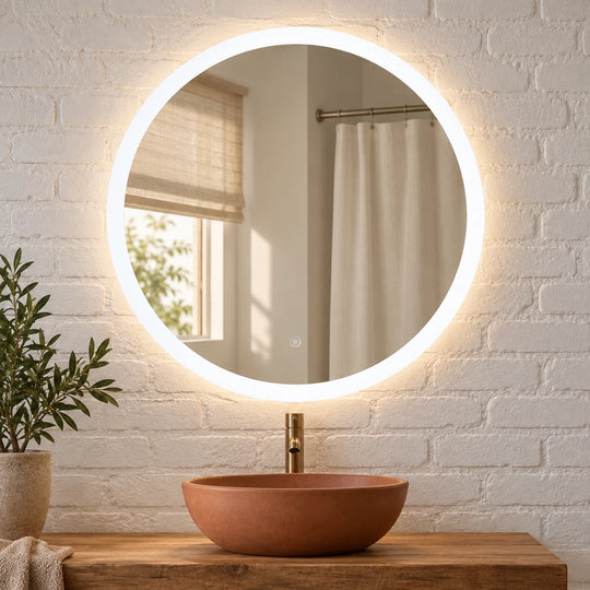 Round Halo LED Bathroom Mirror — full product view; KS-3001