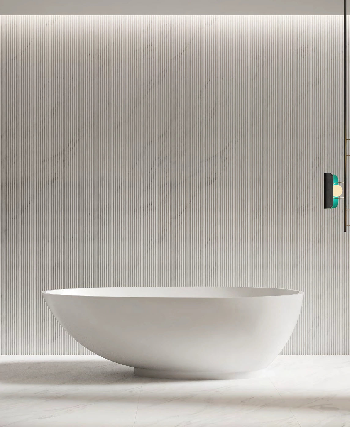 Rounded Bowl Oval Solid Surface Bathtub - XA-8833; complete factory model view