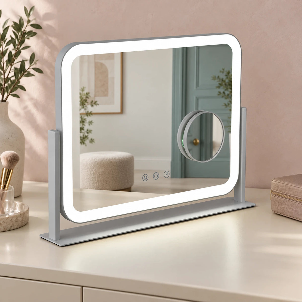 Rounded Ring Light LED Makeup Mirror — full product view; KS-HZ05