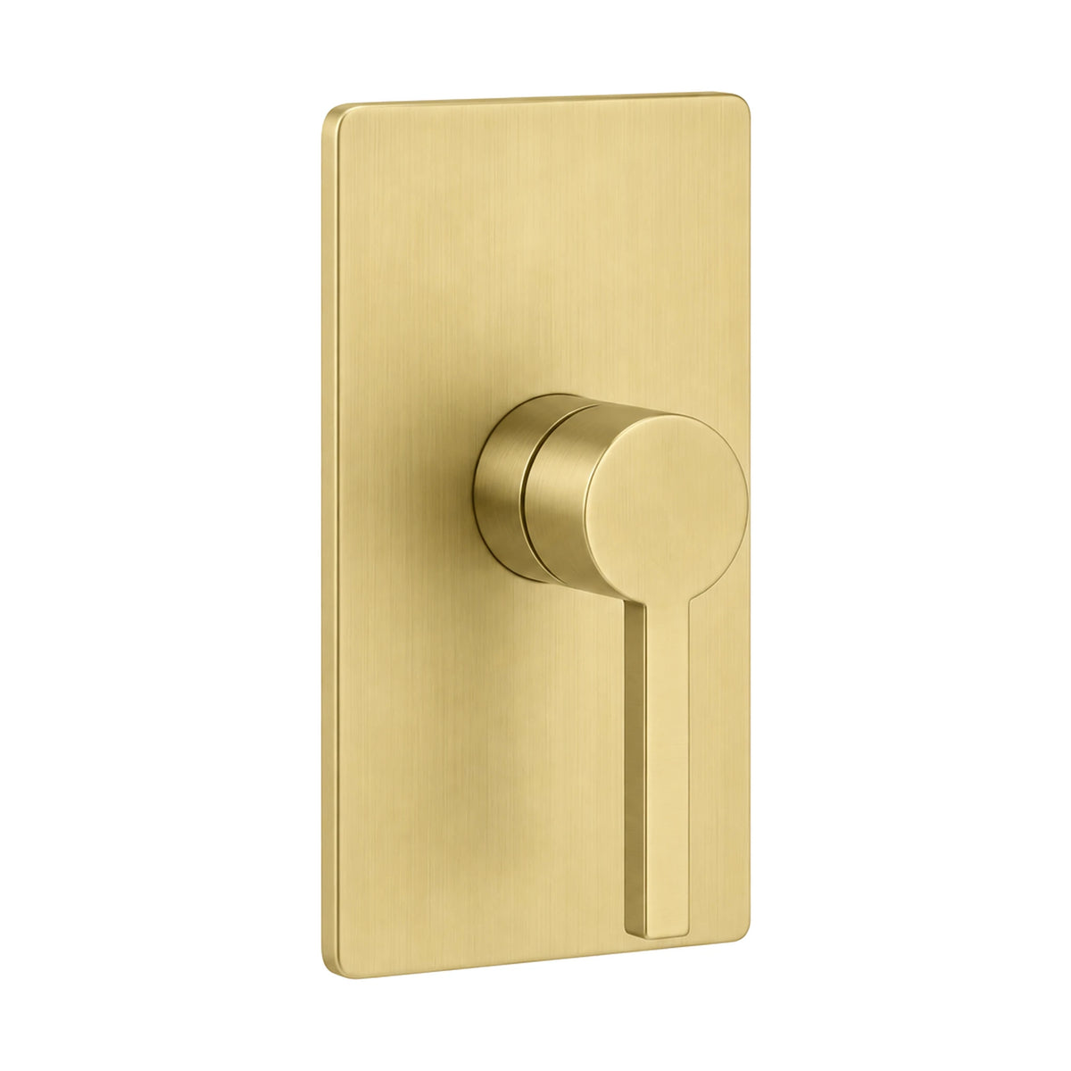 Brushed gold rectangular shower valve trim plate with single lever, shown with rough-in valve body — SANIKB SP1003C 21 43 1