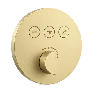 Brushed gold round shower valve trim with three push buttons above a round control knob — SANIKB SC030 23 43 1