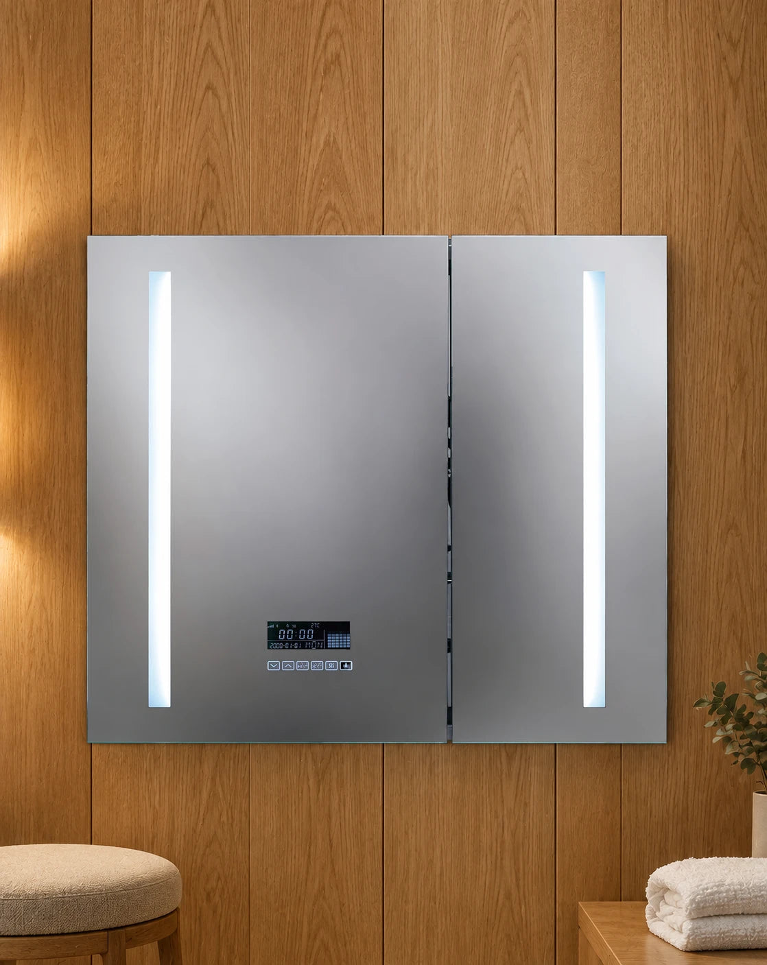 Side Bar LED Mirror Cabinet with Lower Display — full product view; KS-4006