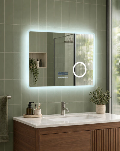 Side Bar LED Mirror with Circular Inset — full product view; KS-009-1007
