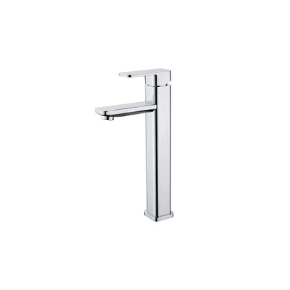 Polished chrome single-hole vessel basin faucet, tall brass body for above-counter sinks — SANIKB FYF-01009.