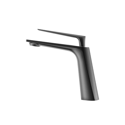 Gunmetal grey single-hole bathroom basin faucet, solid brass, sleek lever handle — SANIKB FYF-01052