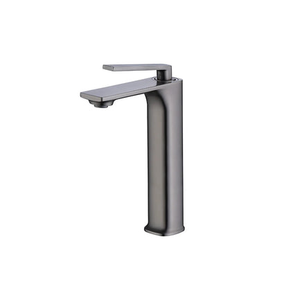 Gunmetal grey tall vessel single-hole bathroom faucet, solid brass, high-rise body for basin bowls — SANIKB FYF-01036.