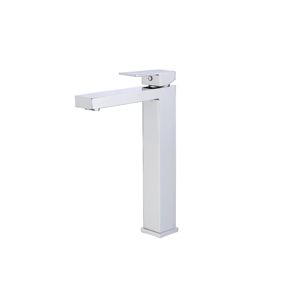 Polished chrome single-hole vessel basin faucet, brass, tall body for above-counter basins — SANIKB FYF-01028.