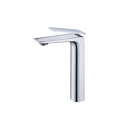 Polished chrome tall vessel bathroom basin faucet, solid brass, high-rise blade spout — SANIKB FYF-01647