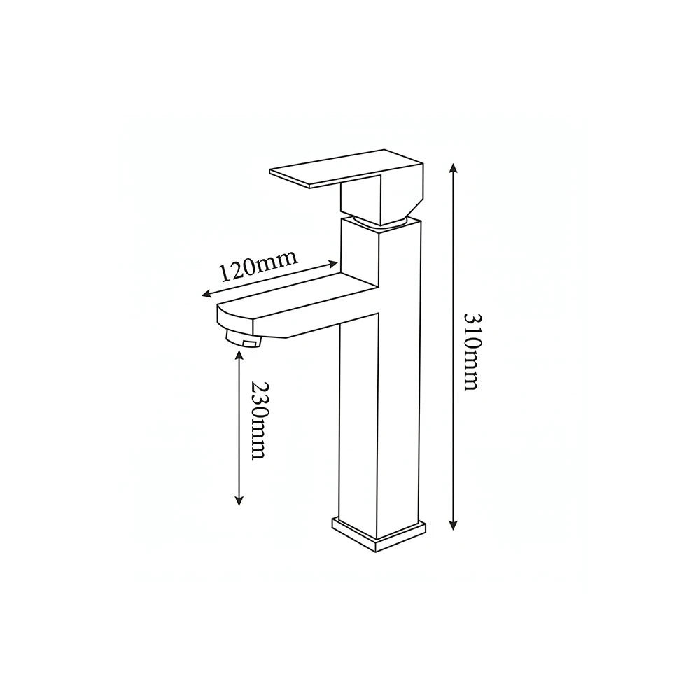 Dimensioned spec drawing for SANIKB FYF-01009 single hole bathroom faucet, standard short body.