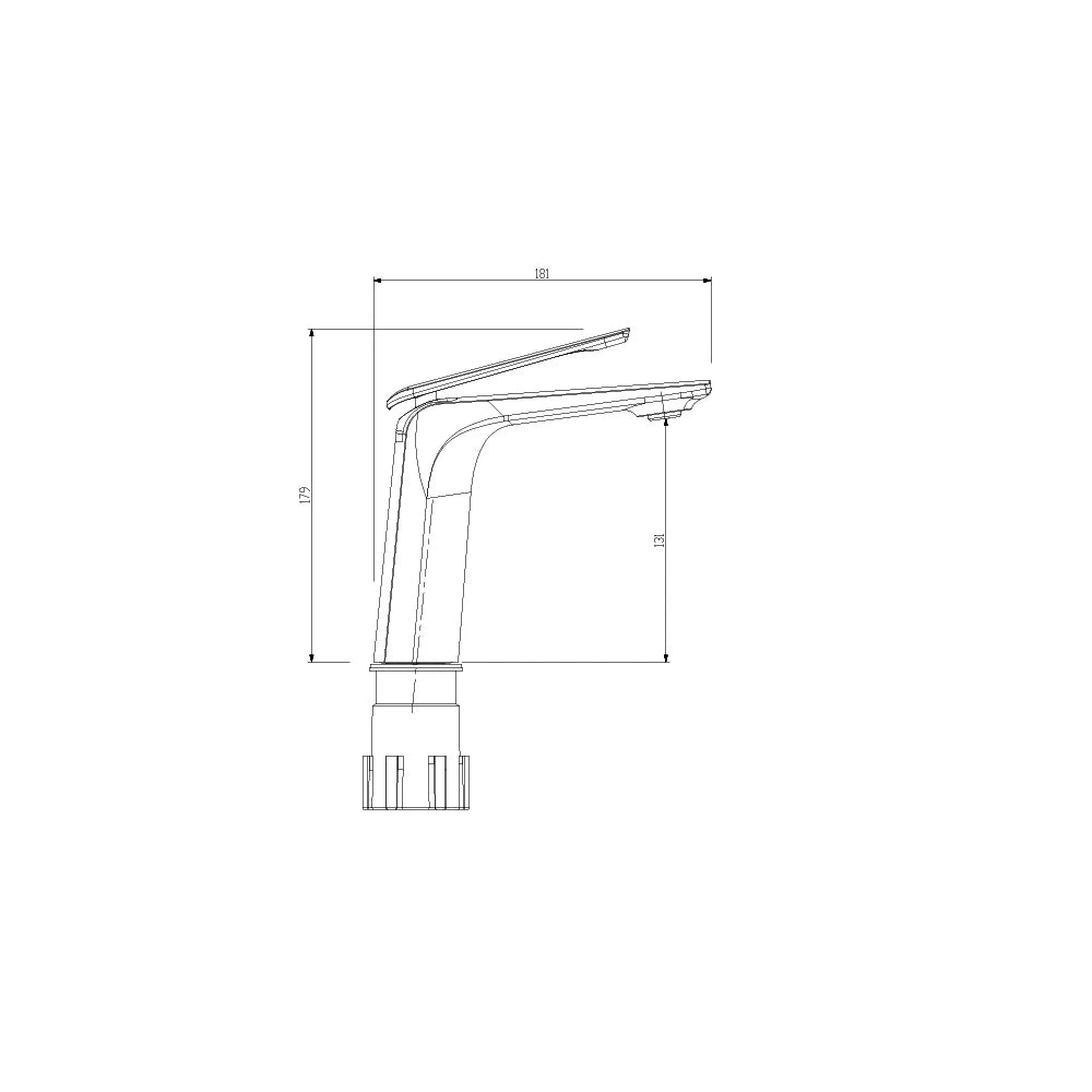 Dimensioned spec drawing for SANIKB FYF-01647 single hole basin faucet, standard 179mm body height