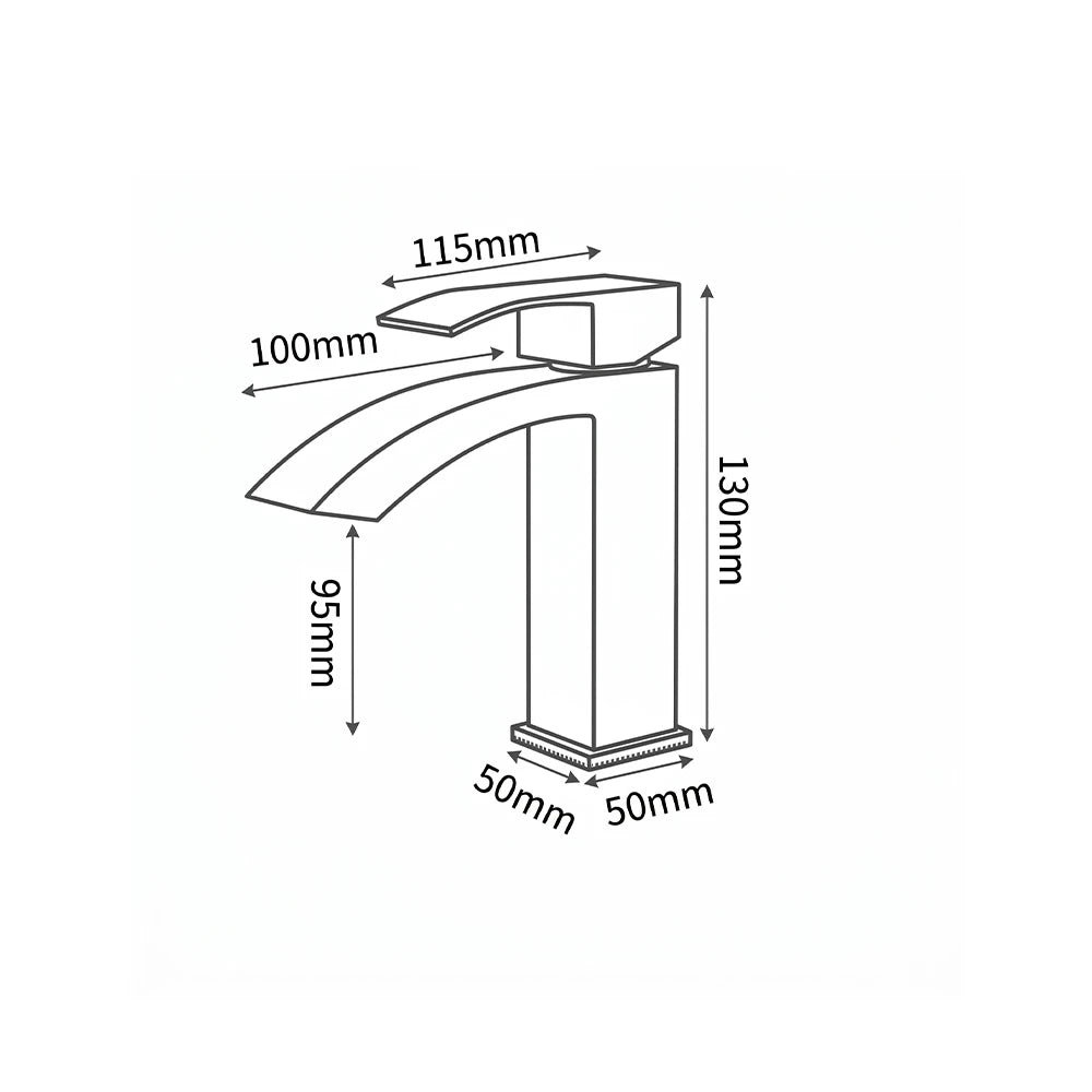 Dimensioned spec drawing for SANIKB FYF-01062 single-hole bathroom basin faucet, 304 stainless steel, standard height
