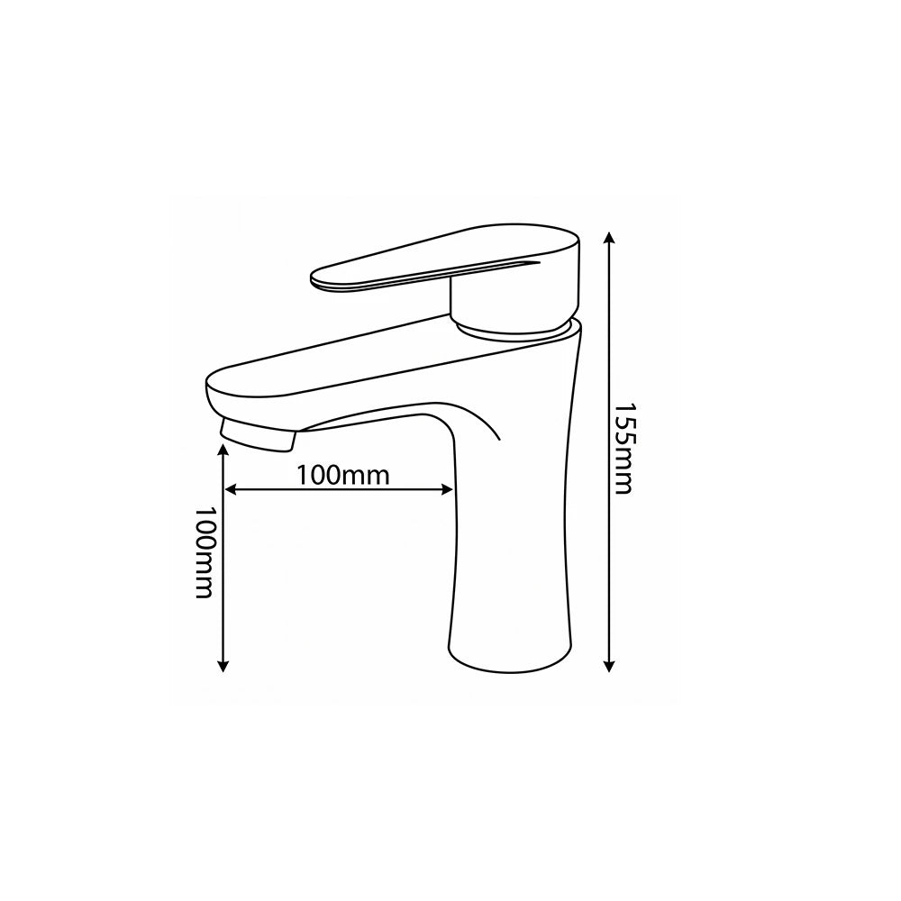 Dimensioned spec drawing for SANIKB FYF-01067 single-hole bathroom basin faucet, 304 stainless steel, standard height