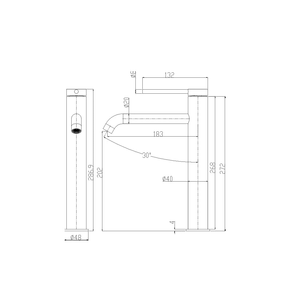 Dimensioned spec drawing for SANIKB FYF-01079 single-hole basin faucet, standard body height variant.