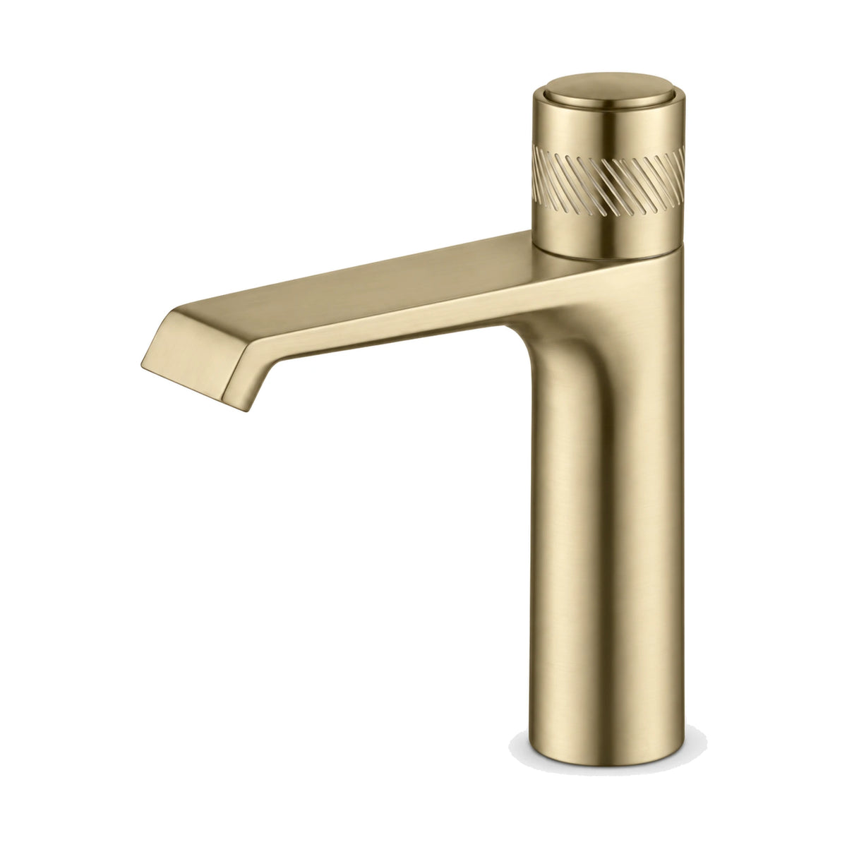 Matte black tall slim round bathroom faucet with knurled cap handle and angled flat spout — SANIKB DL-01 121-LSJ