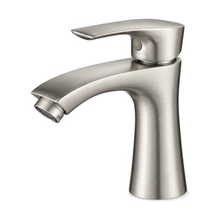 Brushed nickel cold water faucet with flared tapered body, curved downturned spout and flat lever — SANIKB DL-02 315-NY
