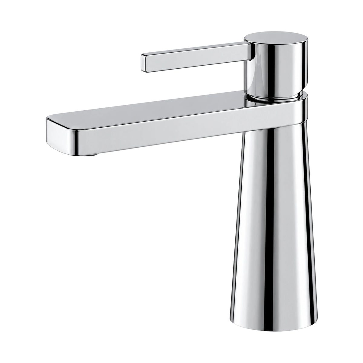 Chrome single hole bathroom faucet with conical body tapering from a wide base and slim lever — SANIKB B099C 01 01 1
