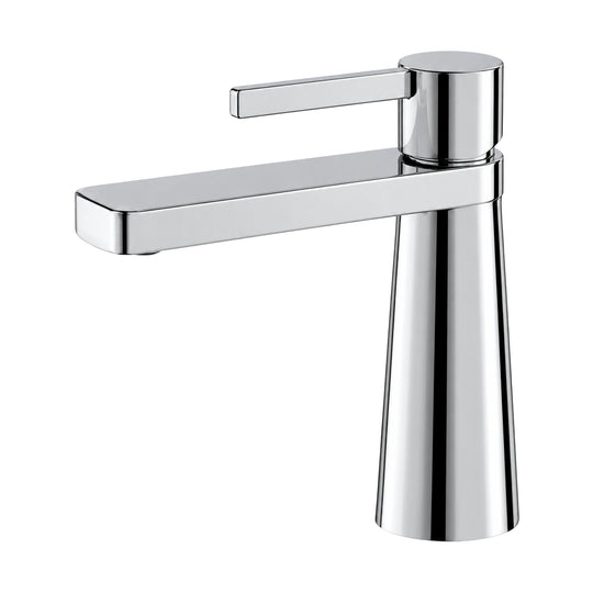 Chrome single hole bathroom faucet with conical body tapering from a wide base and slim lever — SANIKB B099C 01 01 1
