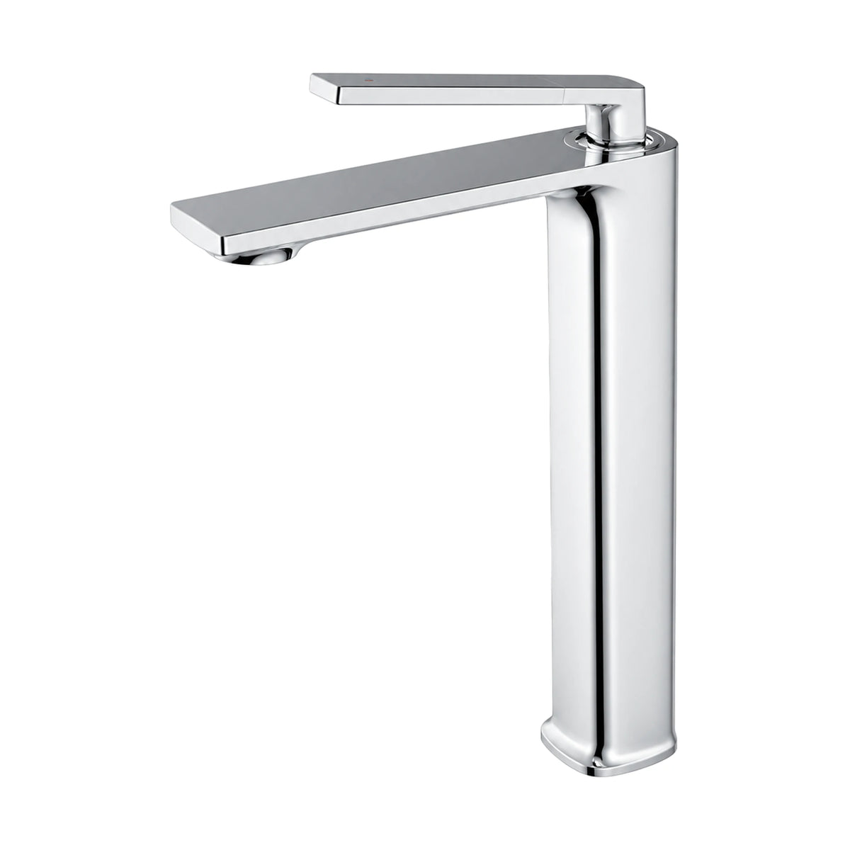Matte black and rose gold single hole bathroom faucet with long blade lever on a ring collar and flat spout, tall vessel height — SANIKB DL-01 086-CP