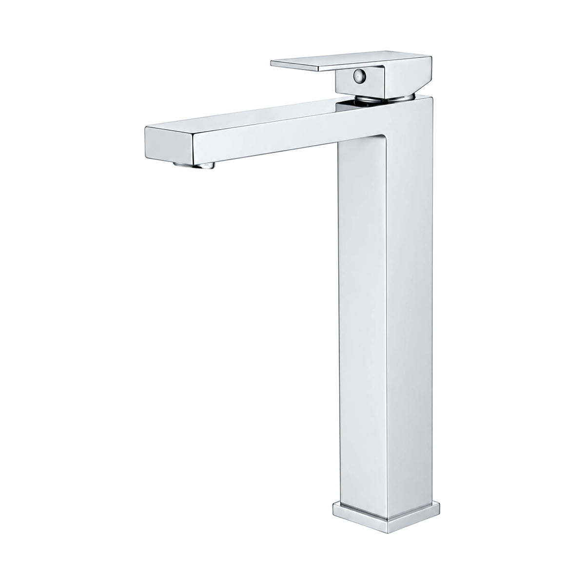 Chrome — Matte black tall square column bathroom faucet with square-section spout and flat blade lever — SANIKB DL-01 045-CP