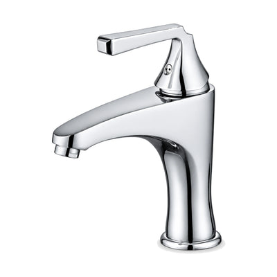 Chrome waisted bathroom faucet with round foot, sweeping spout and lever on a raised tapered pedestal — SANIKB DL-01 020-CP