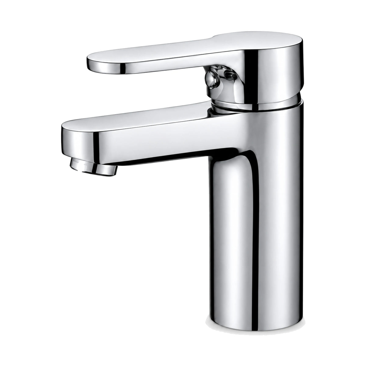 Chrome round pillar single hole bathroom faucet with flat straight spout and flat lever on a round cap — SANIKB DL-01 063-CP