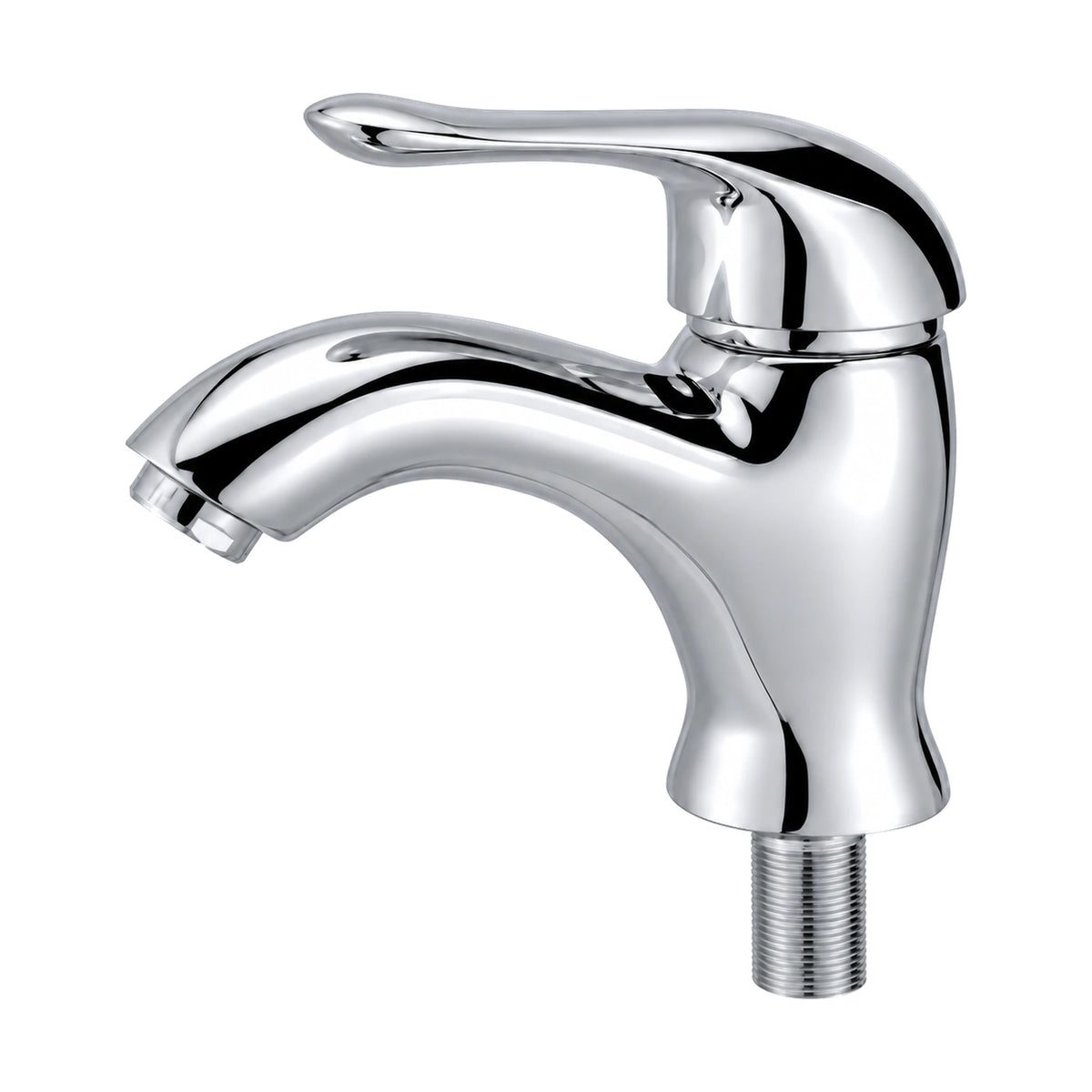 Chrome cold water bathroom faucet with curved rounded body, short arched spout and curved lever — SANIKB DL-02 313-CP