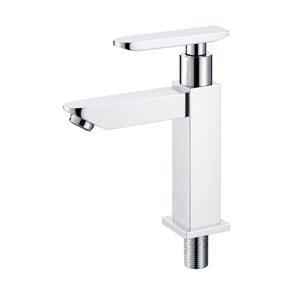 White and chrome square cold water bathroom faucet with flat square spout and flat lever — SANIKB DL-02 309-CW