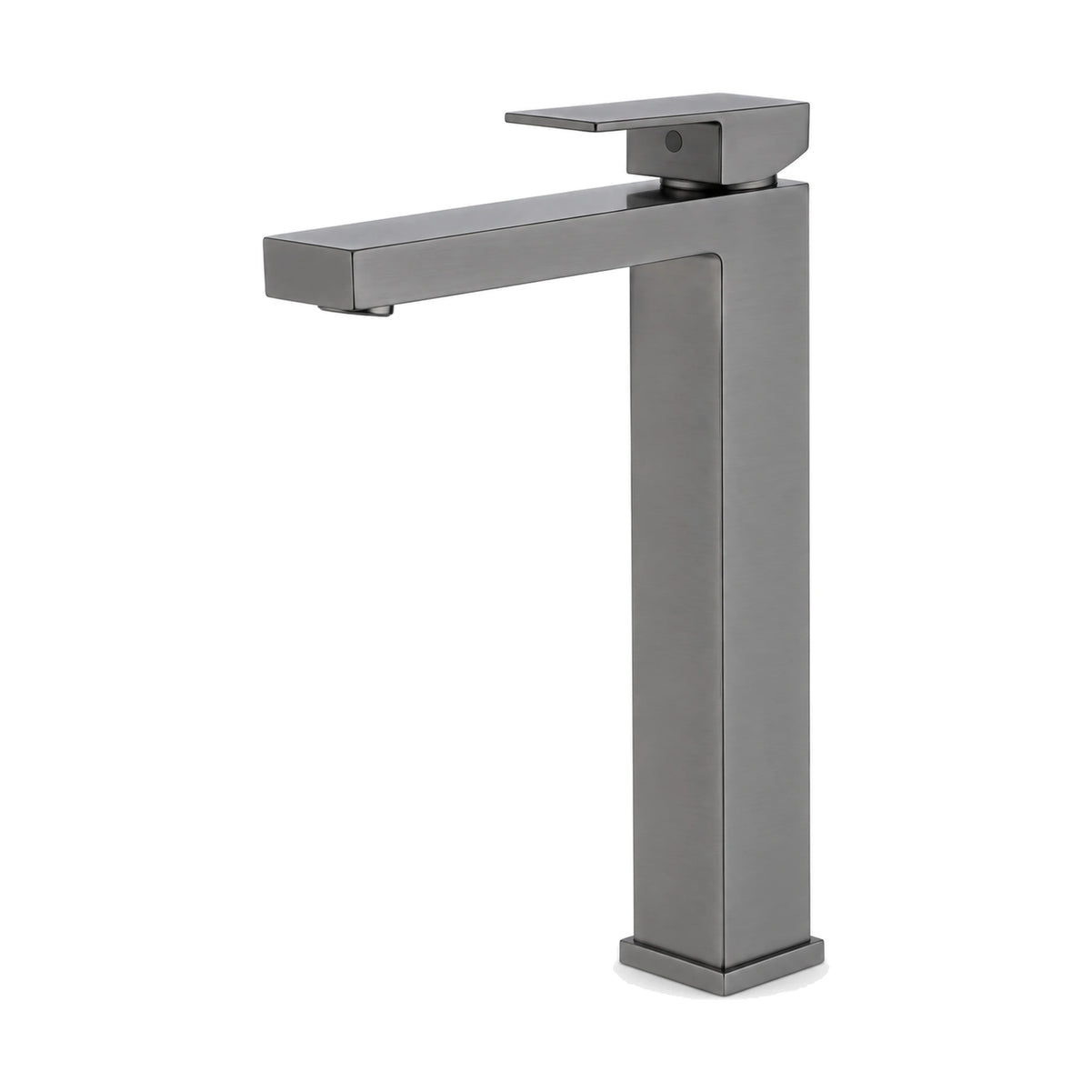 Gun Metal Grey — Matte black tall square column bathroom faucet with square-section spout and flat blade lever — SANIKB DL-01 045-QH