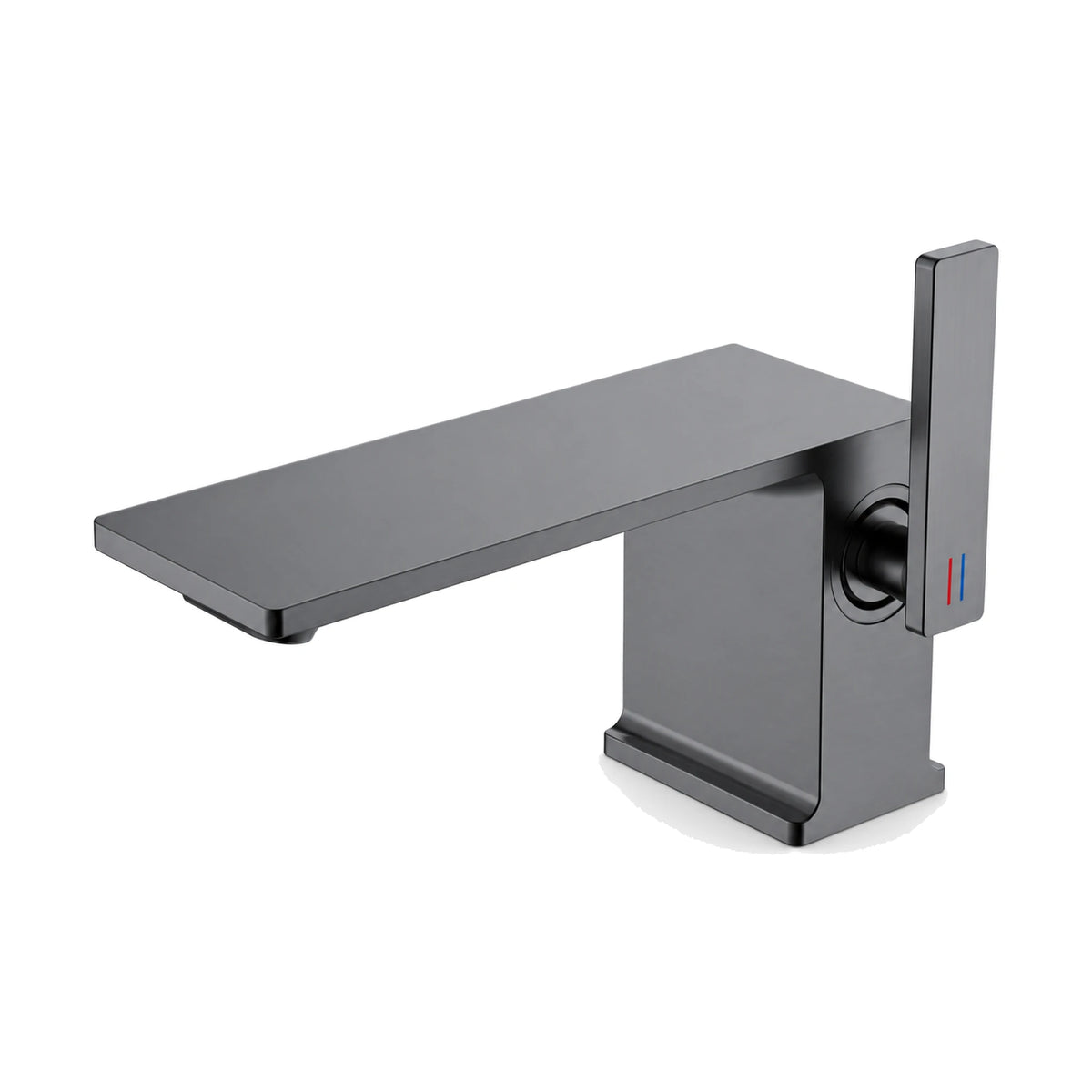 Gun Metal Grey — Matte black square block bathroom faucet with flat rectangular plate spout and upright side lever — SANIKB DL-01 628-QH