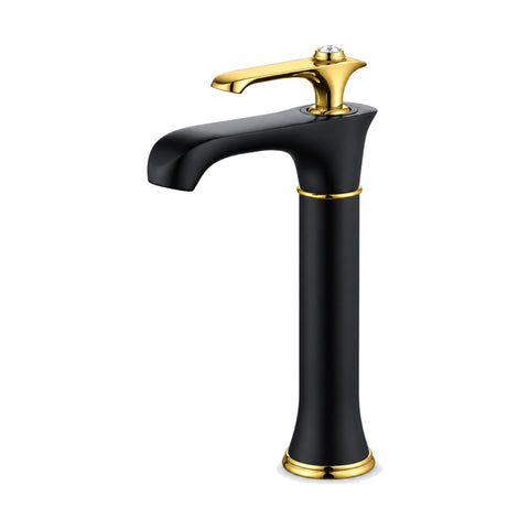 Matte Black & Gold / Tall Vessel