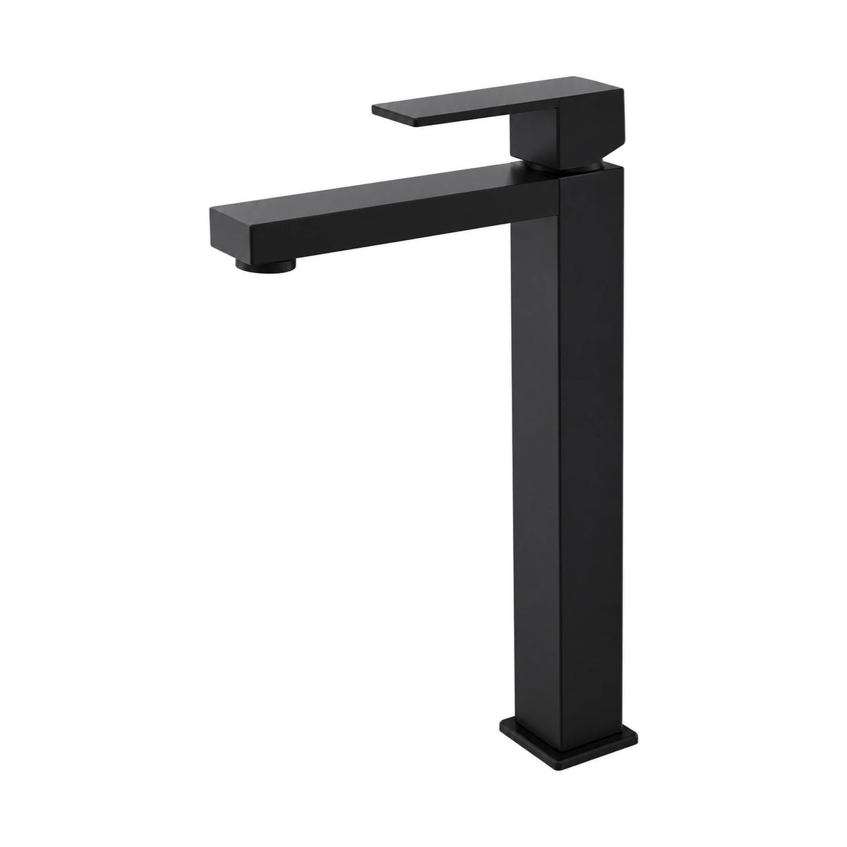 Matte black single hole bathroom faucet with square column body, flat rectangular spout and square lever, tall vessel height — SANIKB B231 02 31 2