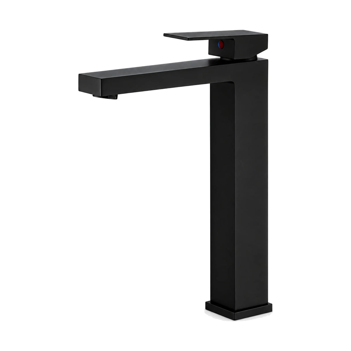 Matte Black — Matte black tall square column bathroom faucet with square-section spout and flat blade lever — SANIKB DL-01 045-BK