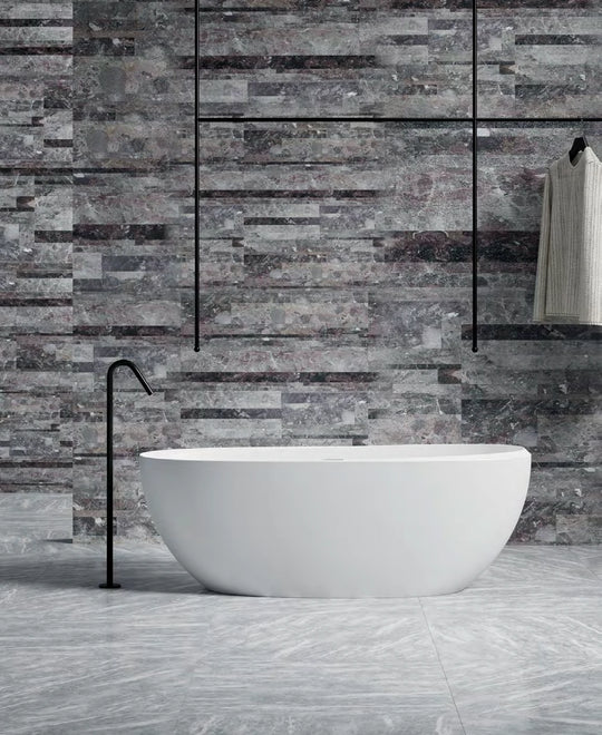 Slim Rim Oval Solid Surface Bathtub - XA-8817; complete factory model view