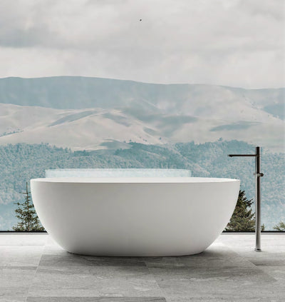 Smooth Oval Solid Surface Bathtub - XA-8807; complete factory model view