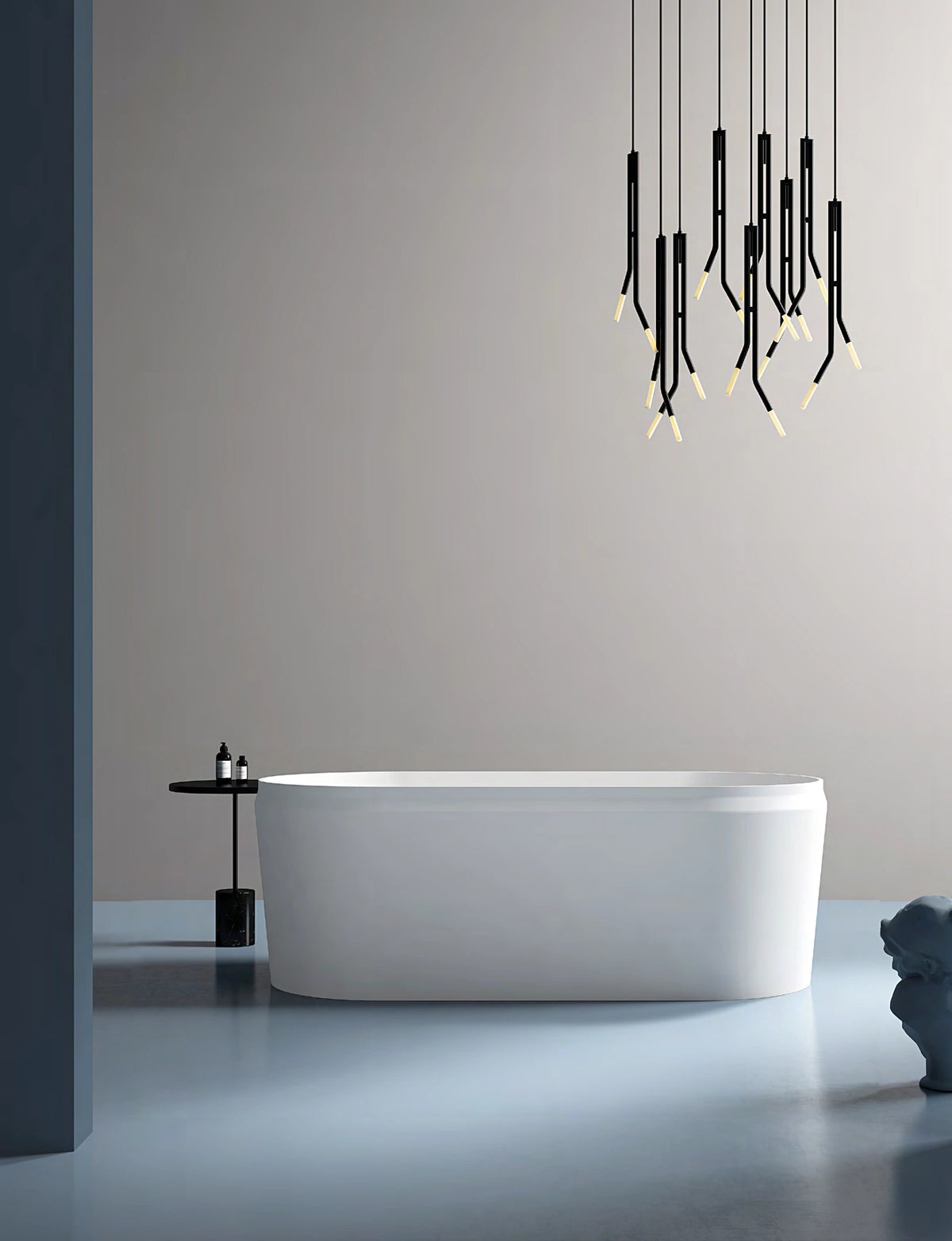Smooth Rounded Rectangle Solid Surface Bathtub - XA-8858; complete factory model view