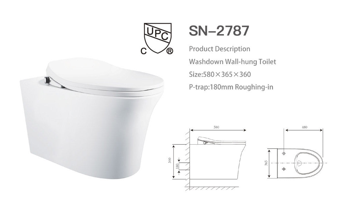 SANIKB SN-2787 Wall-Hung Toilet specification drawing