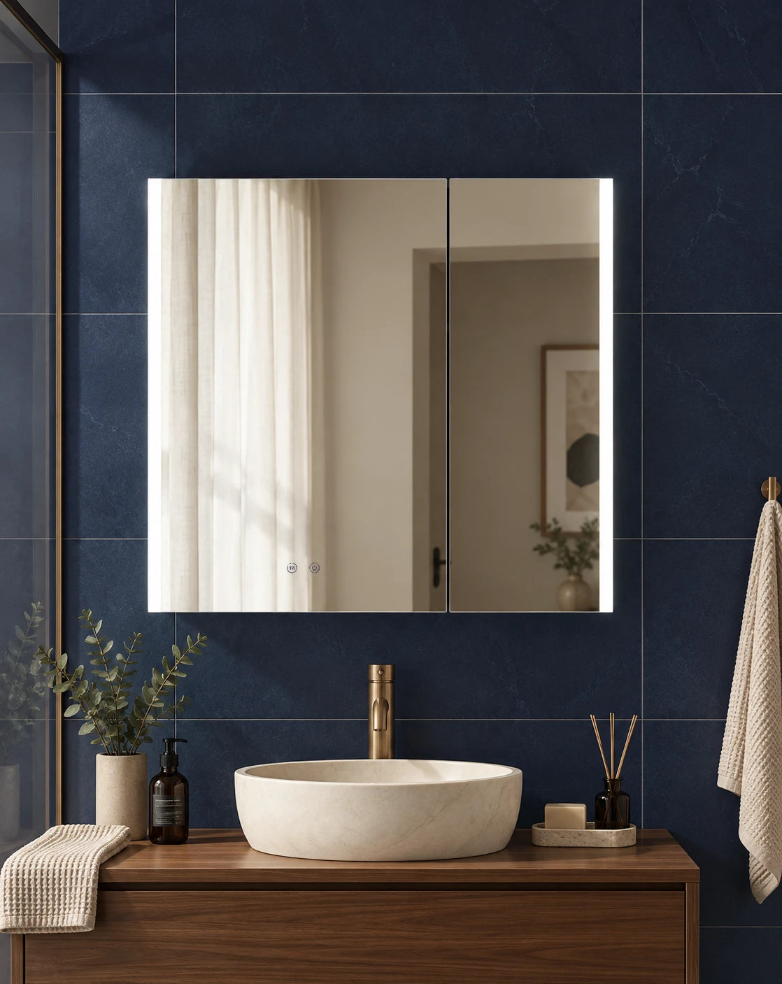 Split Front LED Mirror Cabinet — full product view; KS-4002